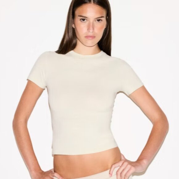 Skims Cotton Jersey T-Shirt – Bone / Size S - Picture 2 of 5